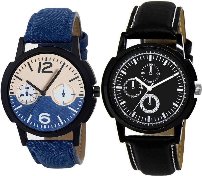 combo watch Analog Watch - For Girls Classical Luxury Analogue Blue And Black Color Boys And Men Watch - B10-BL46.13 (Combo Of 2 )