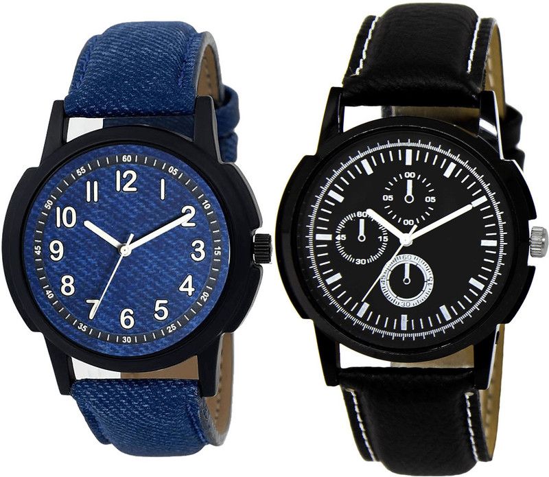 combo watch Analog Watch - For Girls Contemporary Tread Analogue Blue And Black Color Boys And Men Watch - B8-BL46.13 (Combo Of 2 )
