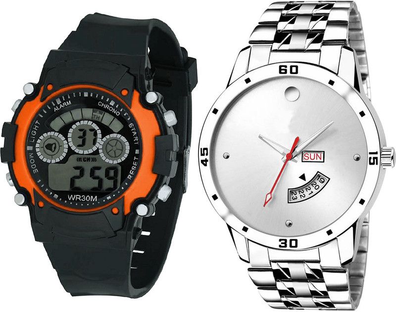 combo watch Analog Watch - For Girls Brand New Stylish Kids And Day And Date Analogue Black And Silver Color Boys And Men Watch - B4-BL46.103 (Combo Of 2 )