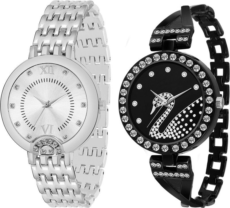 Analog Watch - For Girls Combo pack 2 New Diamond Studded Part-Wedding Adition Analog Watch For Girls & Women BB-07641