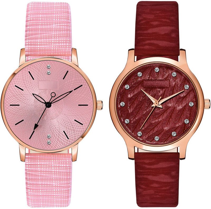 MT333314 Girls Attractive Leather Belt Combo (Pack of 2) Analog Watch - For Girls