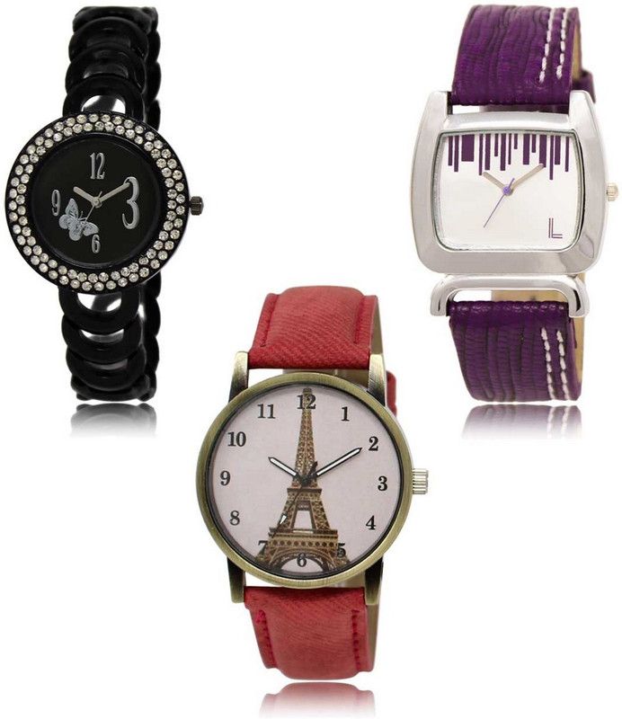 Latest Set of 3 Stylish Attractive Professional Designer Combo Analog Watch - For Women LR-201-207-230 Premium Quality Collection