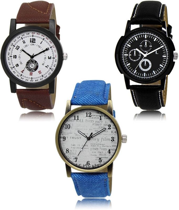 Stylish Attractive Professional Designer Combo Analog Watch - For Men L -11-13-28 Hot Selling Premium Quality Collection Latest Set of 3