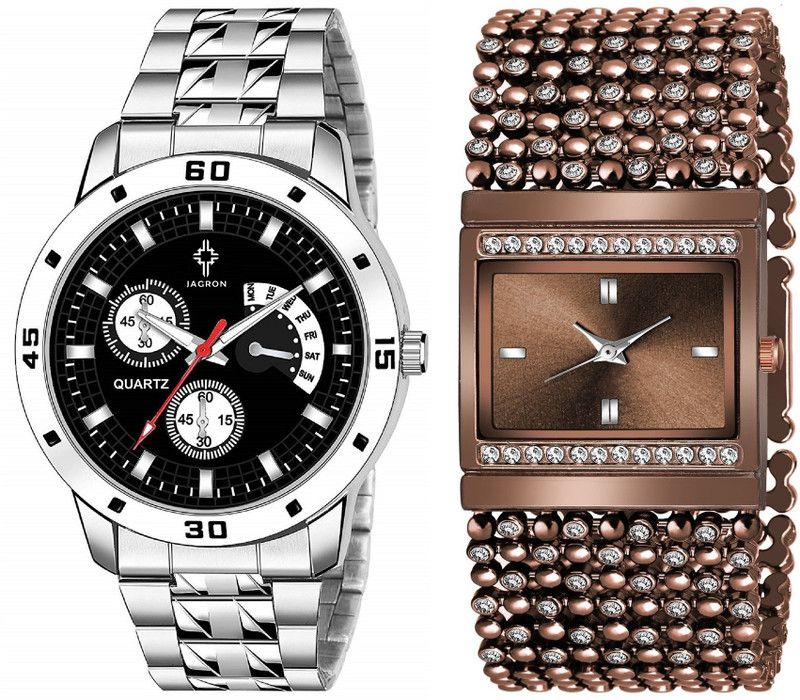 Analog Watch - For Men & Women JR-1951|Pack of 2 Couple Combo New Sleek Look