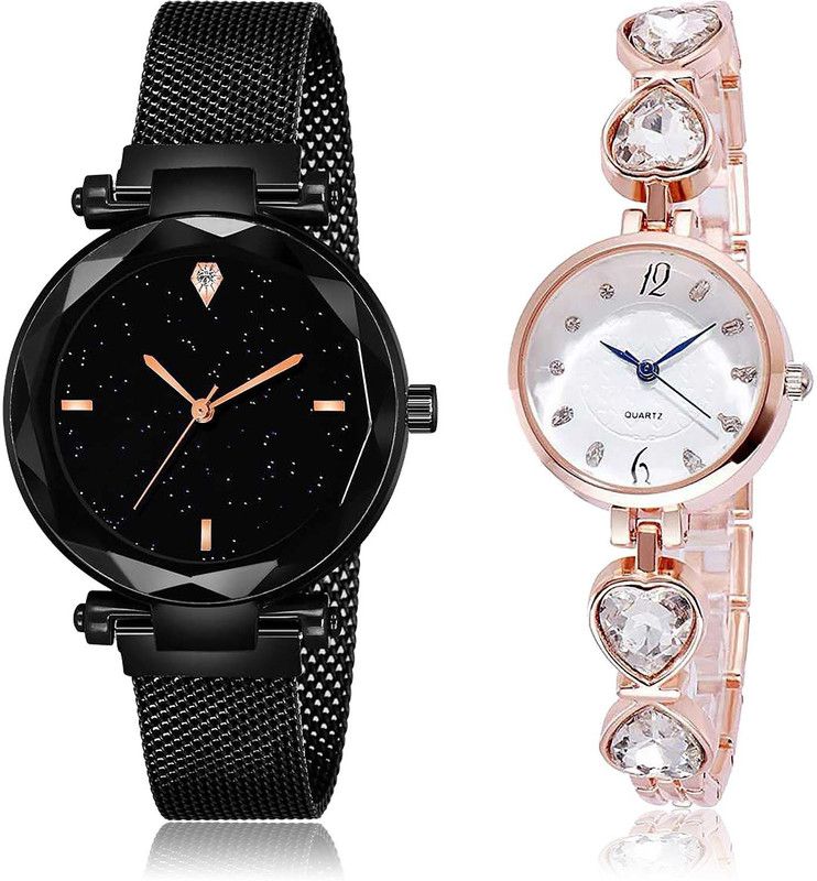 combo watch Analog Watch - For Girls Contemporary Traditional Magnet And Love Heart Combo Watch For Girls And Women - GC1-G443