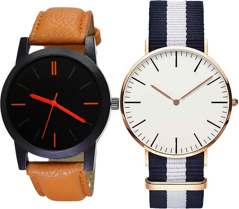 combo watch Analog Watch - For Girls Latest Heart Analogue Brown And Blue Color Boys And Men Watch - B112-B109 (Combo Of 2 )