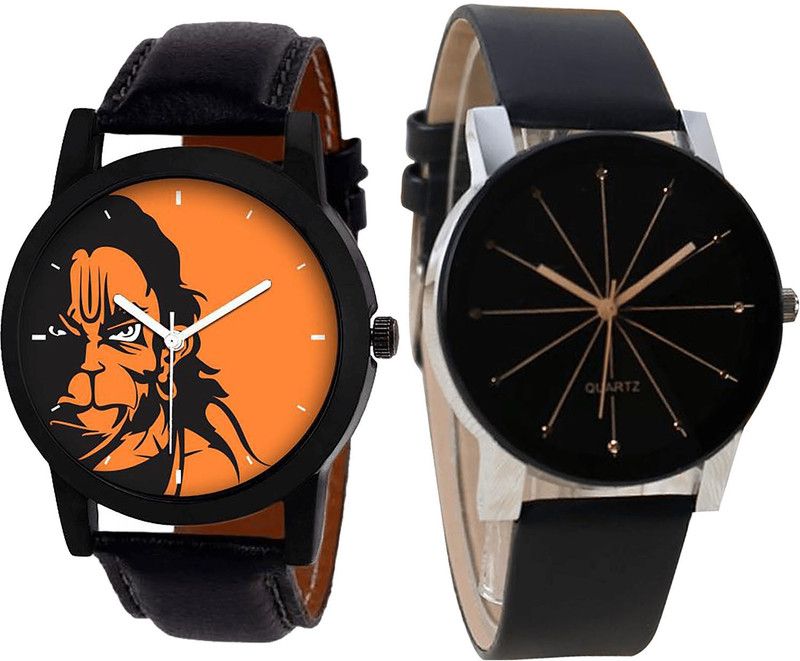 combo watch Analog Watch - For Girls Contemporary Fashion Hanuman Analogue Black Color Boys And Men Watch - B26-B51 (Combo Of 2 )