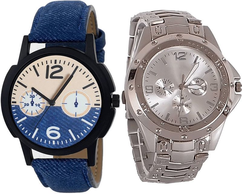 combo watch Analog Watch - For Girls Brand New Model Analogue Blue And Silver Color Boys And Men Watch - B10-B72 (Combo Of 2 )