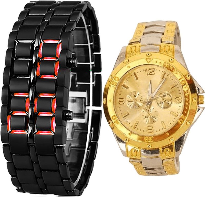 combo watch Analog Watch - For Girls Contemporary Quartz Led Matel Analogue Black And Silver Color Boys And Men Watch - B127-B75 (Combo Of 2 )