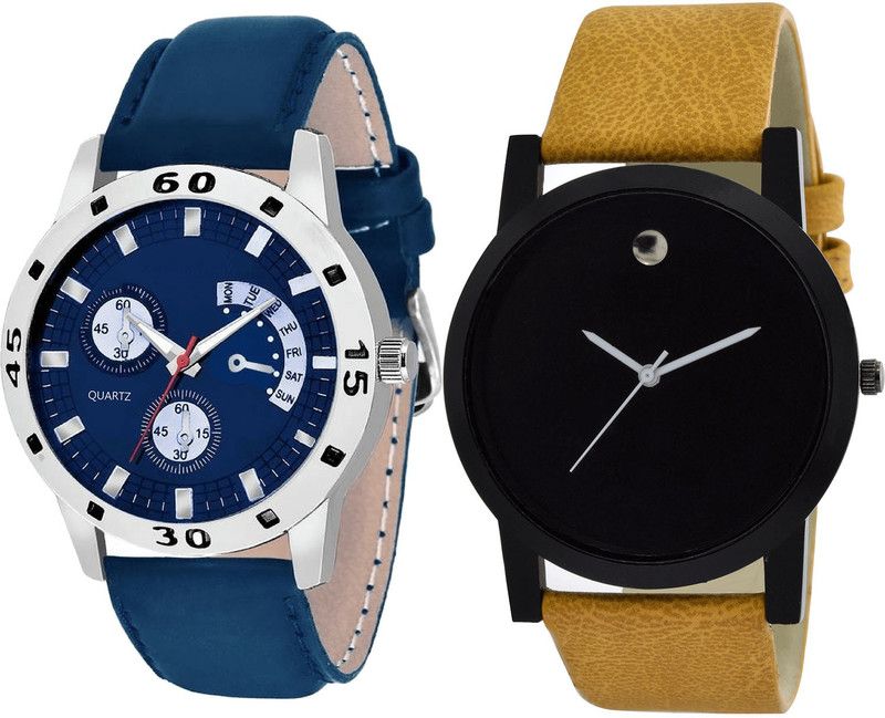 combo watch Analog Watch - For Girls Brand New Wrist Analogue Blue And Brown Color Boys And Men Watch - B56-B59 (Combo Of 2 )