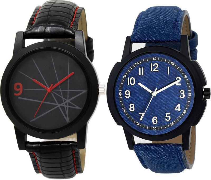 combo watch Analog Watch - For Girls New Traditional Analogue Black And Blue Color Boys And Men Watch - BL46.8-B8 (Combo Of 2 )
