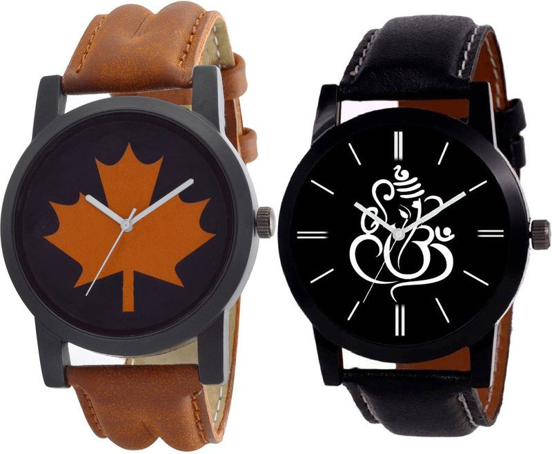 combo watch Analog Watch - For Girls New Collegian Ganpati Analogue Brown And Black Color Boys And Men Watch - B34-B27 (Combo Of 2 )