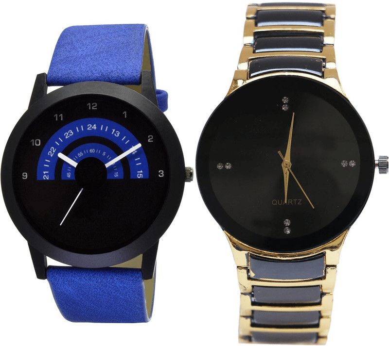 combo watch Analog Watch - For Girls Brand New Quartz Analogue Blue And Black Color Boys And Men Watch - B47-B69 (Combo Of 2 )