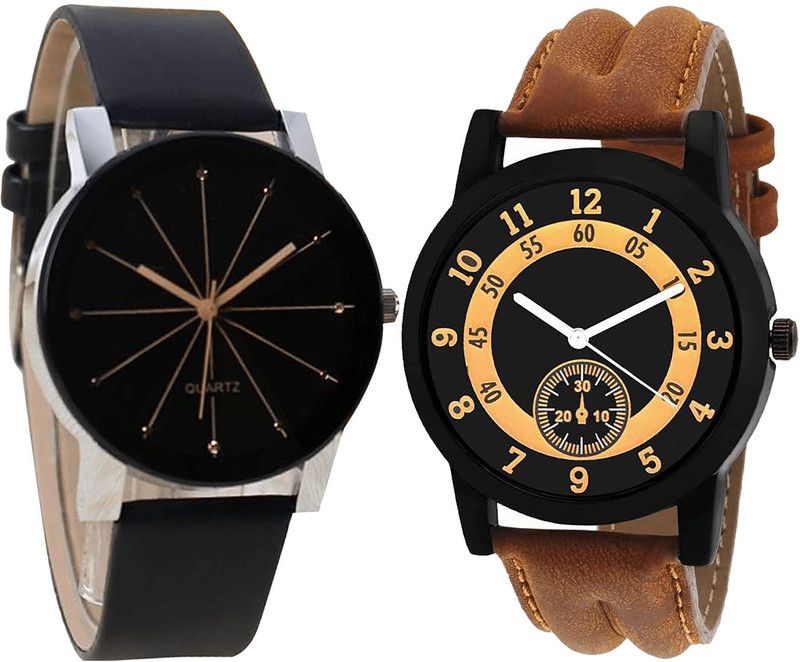 combo watch Analog Watch - For Girls Contemporary Collection Analogue Black And Brown Color Boys And Men Watch - B51-B14 (Combo Of 2 )