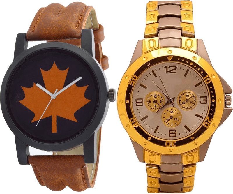 combo watch Analog Watch - For Girls Latest 3D Design Analogue Brown And Silver Color Boys And Men Watch - B34-B74 (Combo Of 2 )