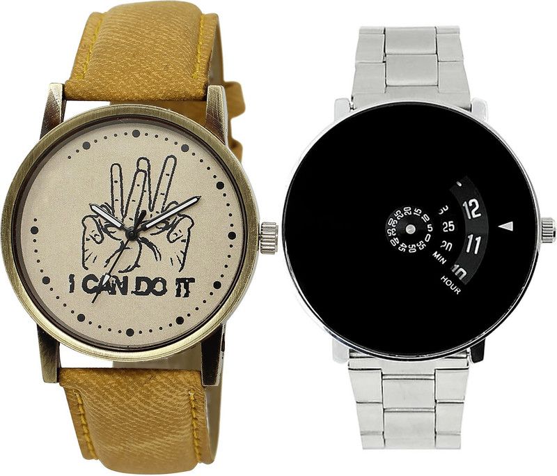 combo watch Analog Watch - For Girls Modish Branded I Cand Do It Analogue Brown And Silver Color Boys And Men Watch - BL46.30-B81 (Combo Of 2 )