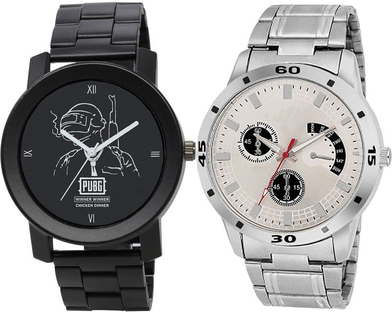 combo watch Analog Watch - For Men Brand New Branded PUBG Military Army Analog Black And Silver Color Boys And Men Watch - B165-BL46.101 (Combo Of 2 )