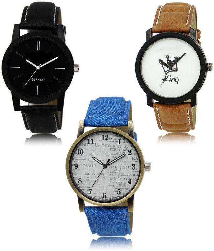 Stylish Attractive Professional Designer Combo Analog Watch - For Men L -05-18-28 Hot Selling Premium Quality Collection Latest Set of 3
