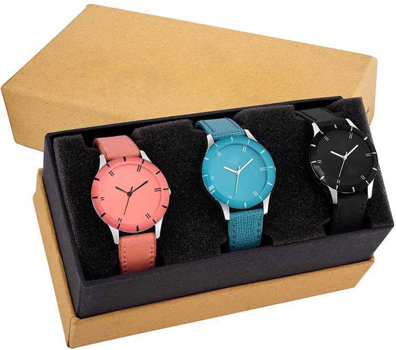 Analog Watch - For Women Fresh Fashion Set Of 3 Multi Colored Multi Dial Combo Analog Watch - For Girls