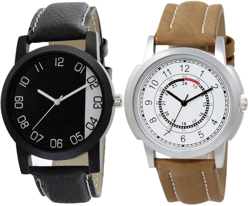 combo watch Analog Watch - For Girls Modish Wrist Analogue Black And Brown Color Boys And Men Watch - B38-BL46.17 (Combo Of 2 )