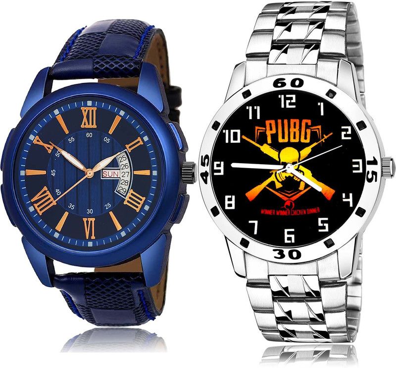 combo watch Analog Watch - For Men Classical Exclusive Day And Date And Pubg Military Army Chain Watch Combo Watch For Boys And Men - BRM1-B640