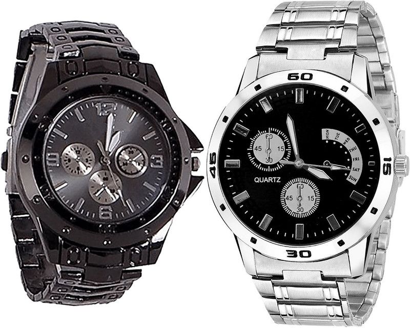 combo watch Analog Watch - For Girls Modern Rich Analogue Black And Silver Color Boys And Men Watch - B70-B83 (Combo Of 2 )