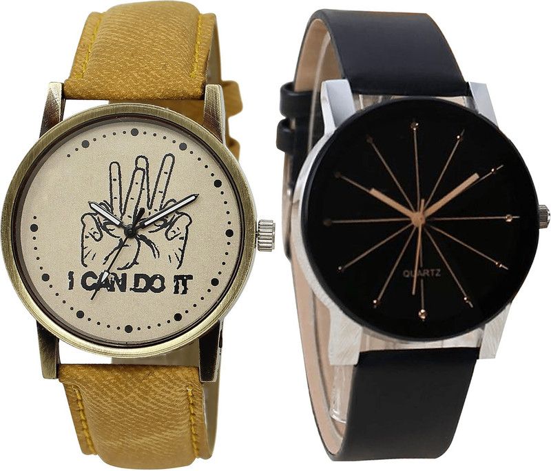 combo watch Analog Watch - For Girls Contemporary Model I Cand Do It Analogue Brown And Black Color Boys And Men Watch - BL46.30-B51 (Combo Of 2 )