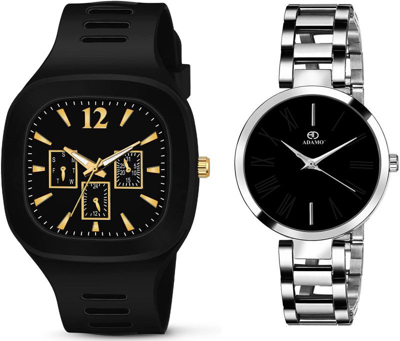 ADAMO Designer Black Dial Men's & Women's Watch 901NNI02-2480SM02 Analog Watch - For Couple Designer Men's & Women's Watch 901NNI02-2480SM02