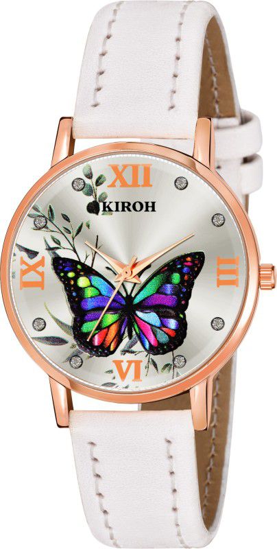 Analog Watch - For Girls New Designer Butterfly Dial Leather Strap Analog Watch for girls and women