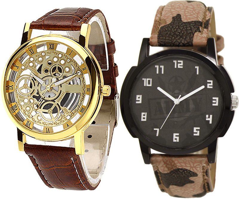 combo watch Analog Watch - For Men Contemporary Quartz Open And Army Analogue Brown Color Boys Watch - B45-BL46.3 (Combo Of 2 )