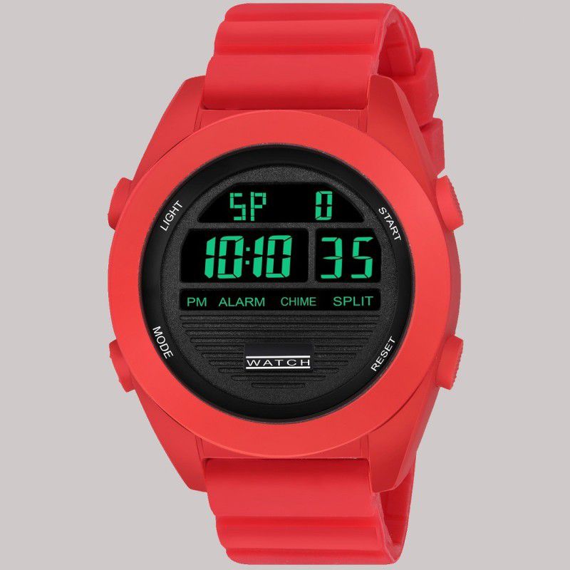 9060 RED sports look digital Synthetic Silicone Strep Multi-Function Digital Watch - For Men