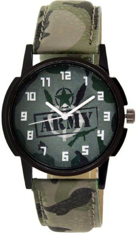 Analog Watch - For Men H-03 Green Leather Strap Boys Analog Watch - For Men