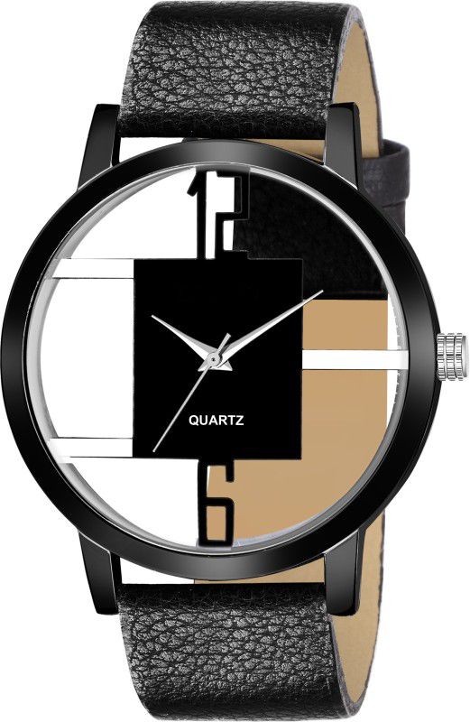 Designer Fashion Wrist Analog Watch - For Men RR-GR_1050_6to12_Openblack Leather Strap