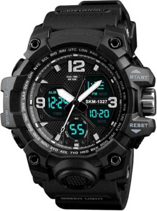 Analog-Digital Watch - For Men Army Green Dual Time-Sh 1327 Analog-Digital Watch - For Men