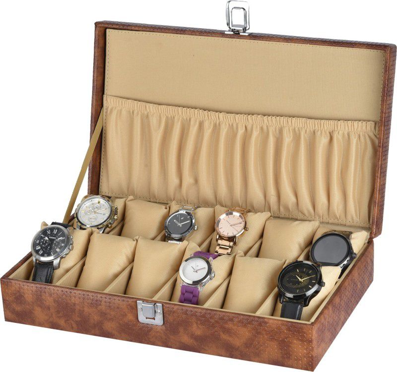 Rectangular Watch Box  (Tan, Holds 12 Watches)