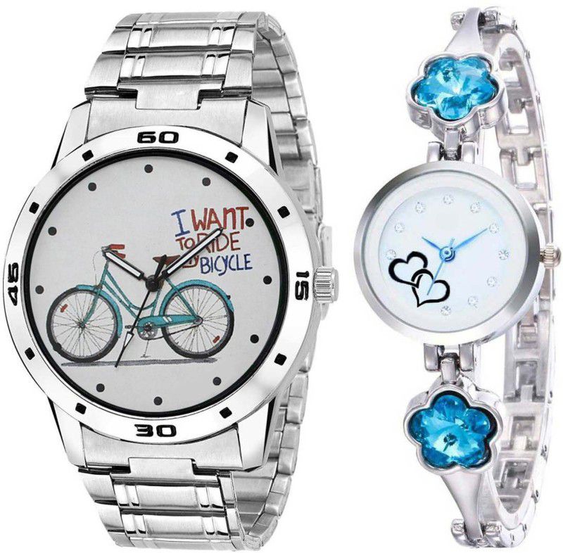 SIL CHAIN CYCLE DIAL & E-84 DIL SIL SKYBLUE Analog Watch - For Men & Women CYCLE COMBO SS BELT WATCH FOR MEN AND WOMEN