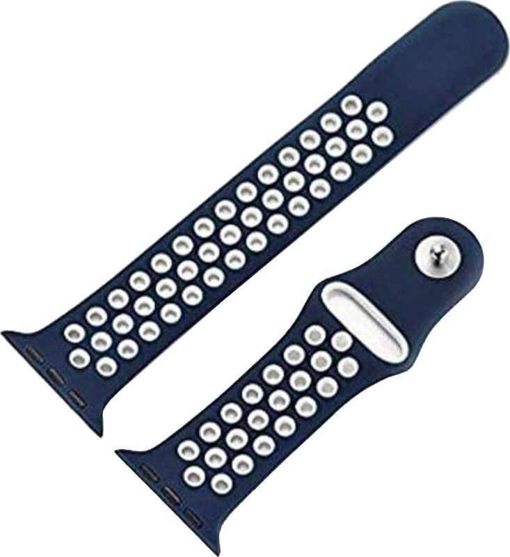 ONTEC Plain Band Soft Silicone Sport Wristband strap 42/44/45/mm blue white 42 mm Rubber Watch Strap  (blue white)