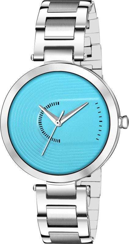 MT-220 Girls Round Blue Dial Stainless Steel Chain Analog Watch - For Women