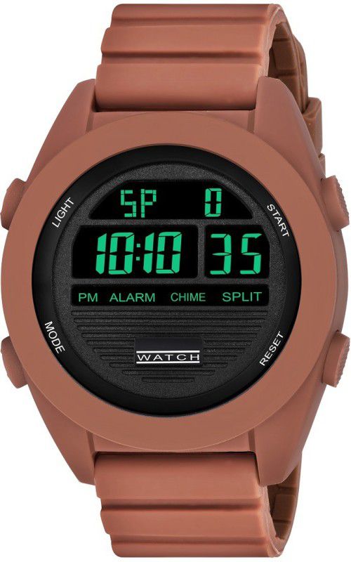 9060 coffee sports look digital Synthetic Silicone Strep Multi-Function Digital Watch - For Men