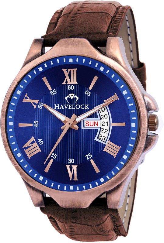 Exclusive Analog Watch - For Men HAV01 Quartz Movement Stylish Trendy Blue Dial & Date Working Wrist Watch For Boys