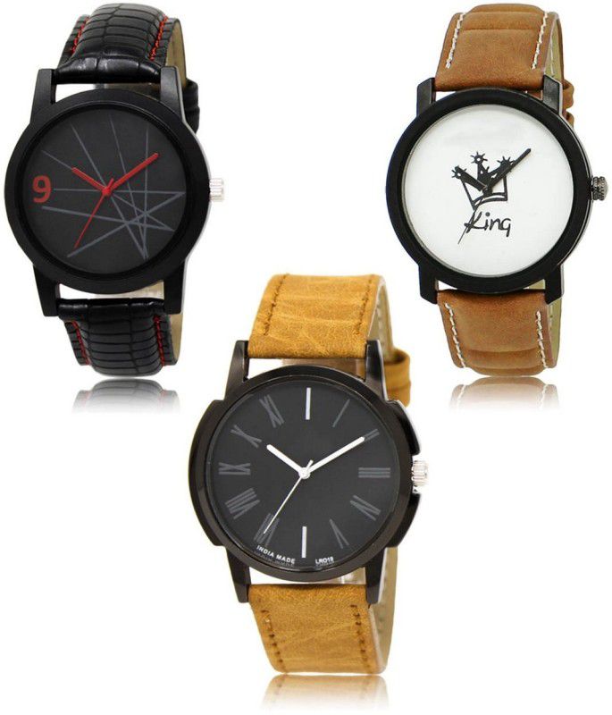 Exclusive Premium Designer Combo Analog Watch - For Men SX-08-18-19 High Quality Hot Selling Collection Latest Pack of 3