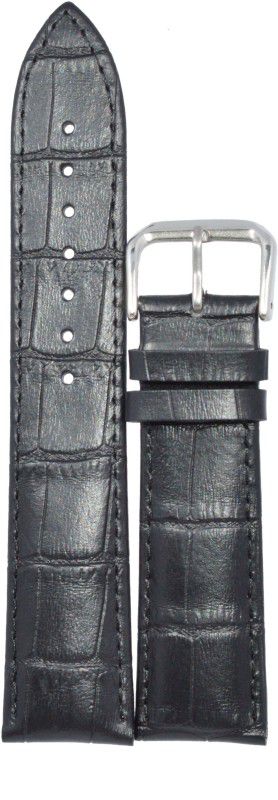 KOLET Croco Padded H40 24 mm Genuine Leather Watch Strap  (Black)