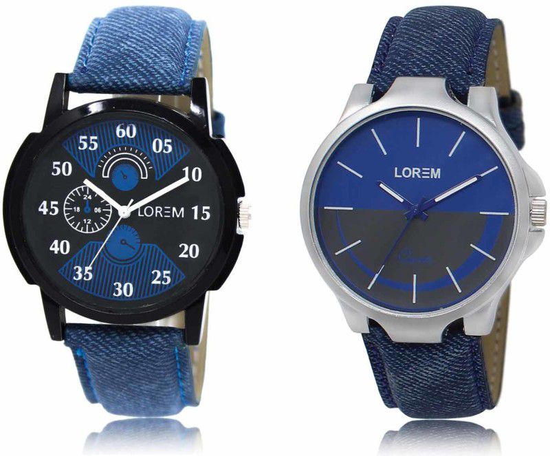 Set Of 2 Casual Round Men Watches Synthetic Leather Analog Watch - For Men