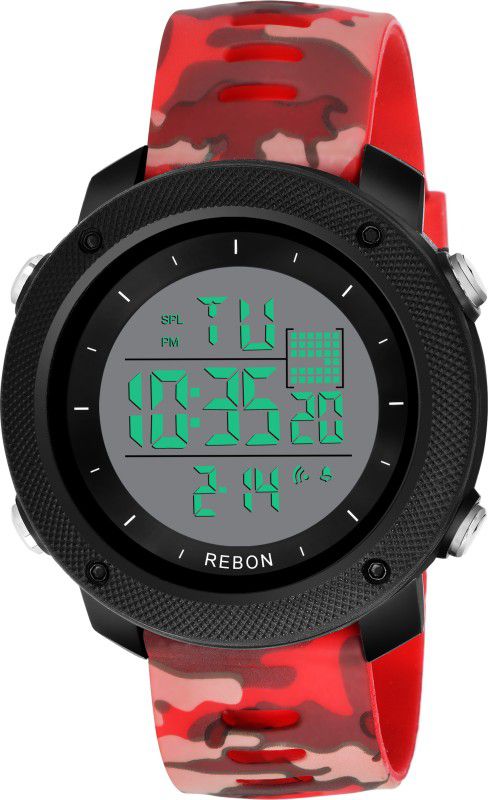 9064 ARMY RED Time,Date,Alarm,Stop Watch,Digital Black Dial Waterproof Digital Watch - For Men