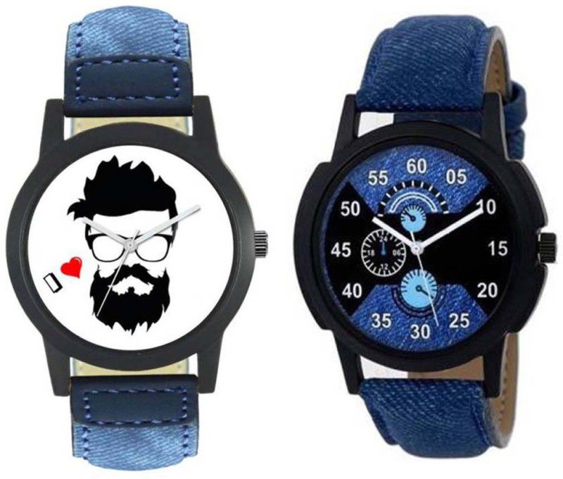 COMBO Analog Watch - For Men BEARDO 0020 Attractive Stylish GENUINE LEATHER Combo Set Of Two