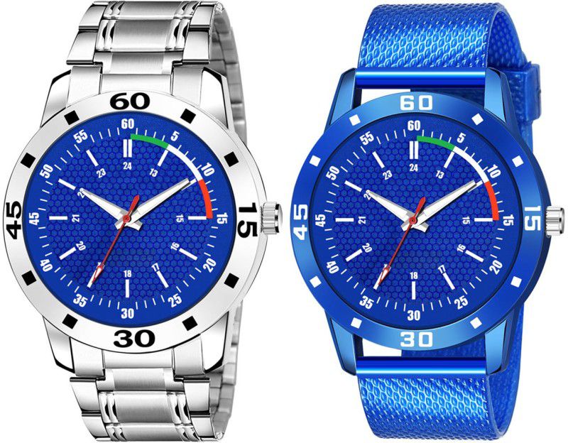 Analog Watch - For Boys New Generation Fancy Modish Look Blue Dial Men Watch Combo Pack Of 2