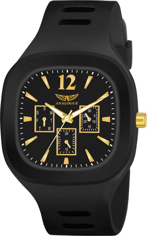 All Black | Imported Silicon Strap | Gold Tone | Branded Premium Quality | Boys All Black | Imported Silicon Strap | Gold Tone | Branded Premium Quality | Boys Analog Watch - For Men