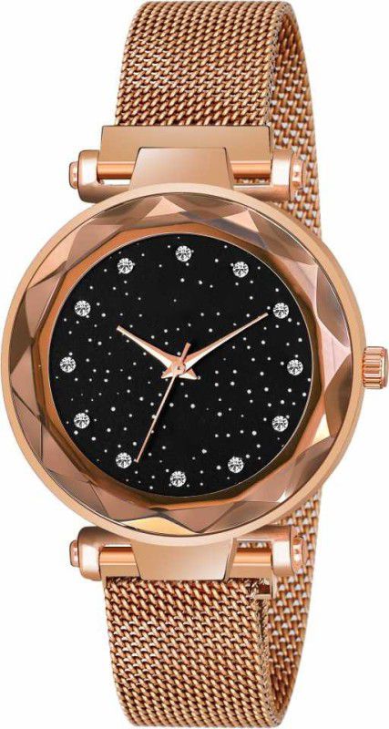 For Womens Analog Watch - For Women Analogue Gold Dial Magnetic Belt Watch