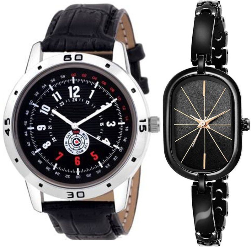 Analog Watch - For Men & Women Combo Pack 2 Artificial Designer Couple Multicolor Dial Metal Strap Watch For Boys & Girls ODD-023