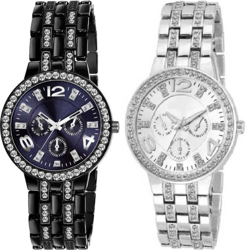 Women's Watches Analog Watch - For Women Analogue Round Dial Combo Of 2 Black & Silver Watch